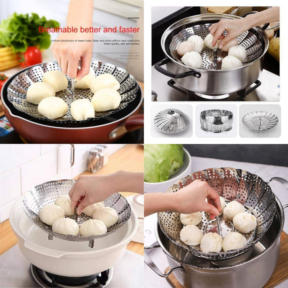 Stainless Steel Foldable Steamer Basket – 10 Inch