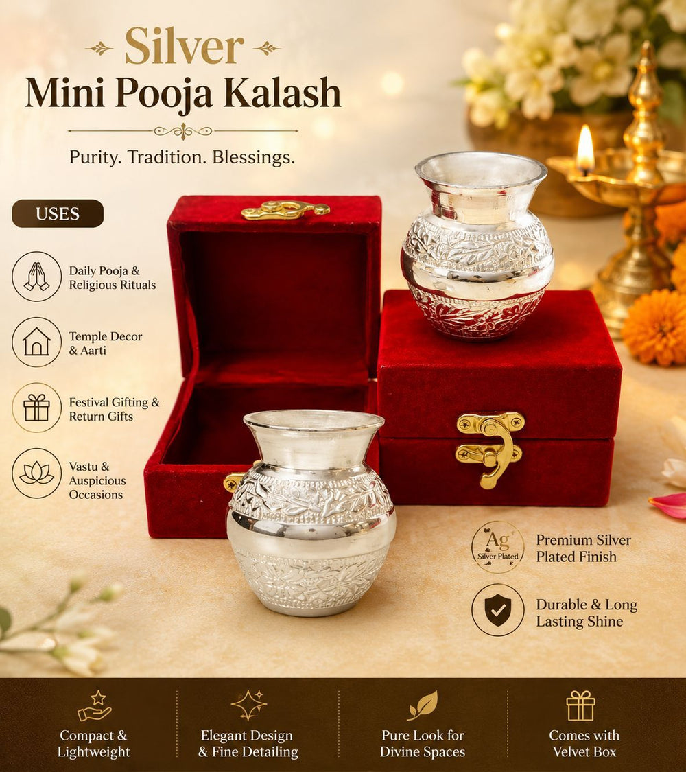 Silver-Finish Mini Pooja Kalash