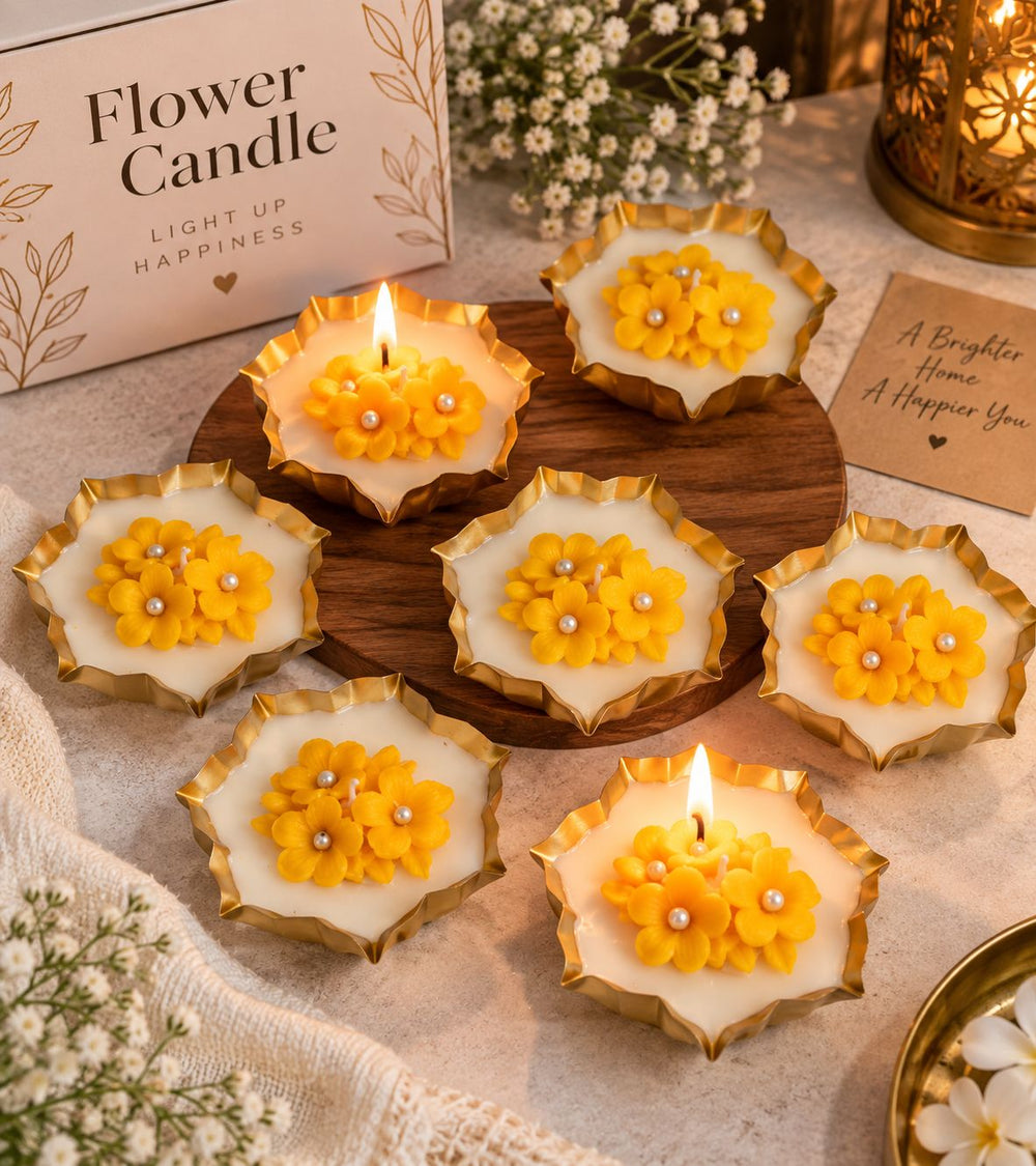 Flower Candle in Urli – 3.5 Inch