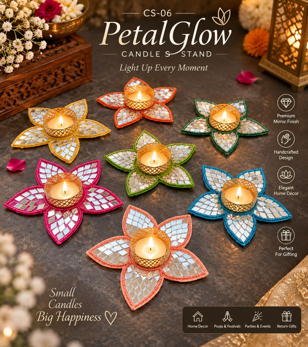 Petal Glow Tea-Light Candle Stand (CS-06) – Set of 2