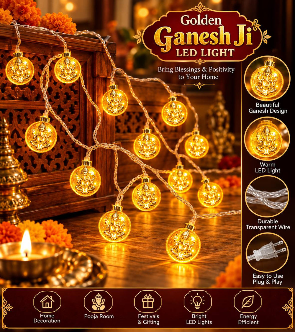 Golden LED Diwali Light – Om, Swastik, Laxmi, Ganesh