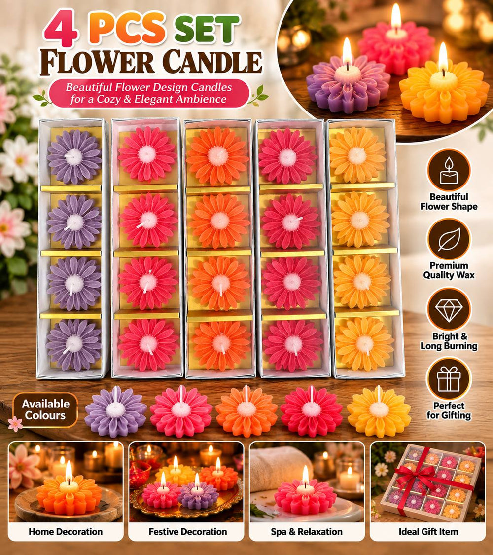3D Flower Candles – Set of 4