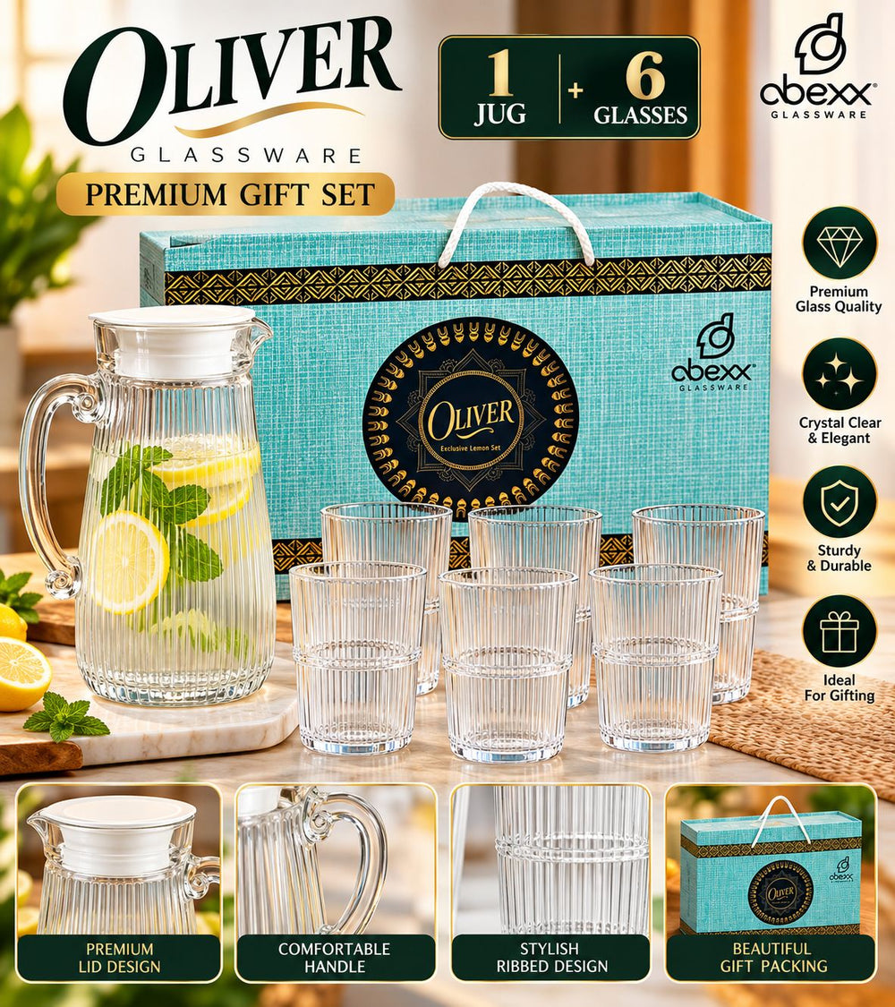 Oliver Glass Jug Set – 1 Jug + 6 Glasses