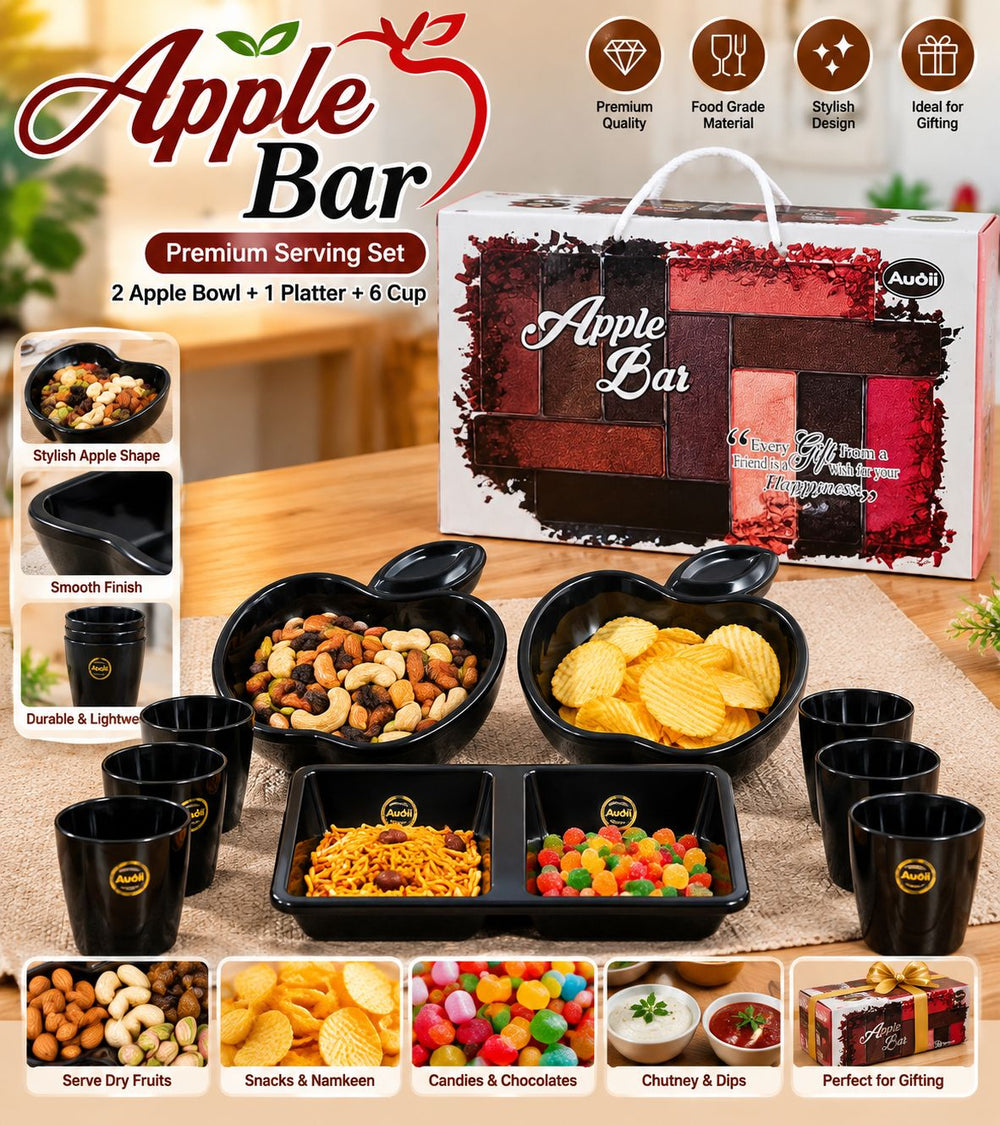 Apple Bar Gift Set – 6 Cups + Platter + 2 Apple Bowls