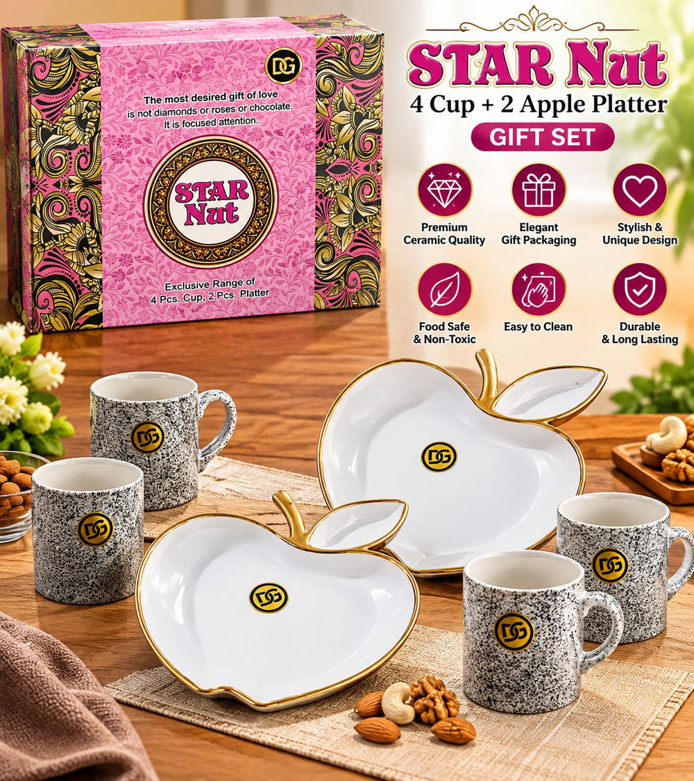 Star Nut Apple Gift Set – 4 Cups + 2 Apple Platters