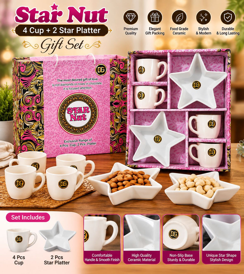 Star Nut Gift Set – 4 Cups + 2 Star Platters