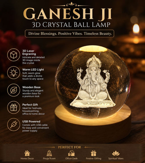 3D Crystal LED Ball – Ganesh, Laxmi & More