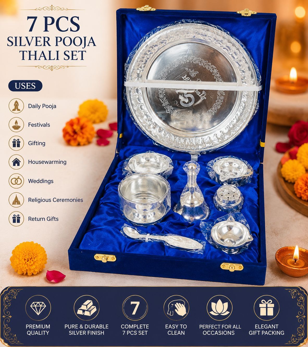 7-Piece Pooja Thali Set