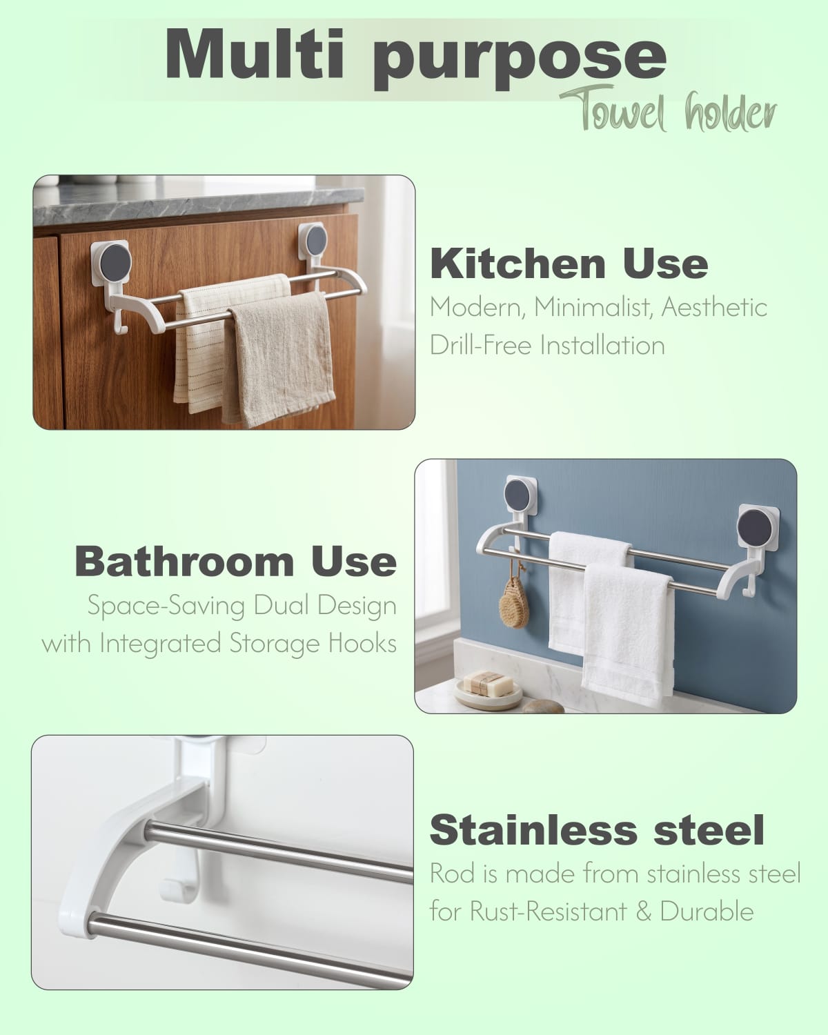 Multipurpose Stainless Steel Towel Hanger