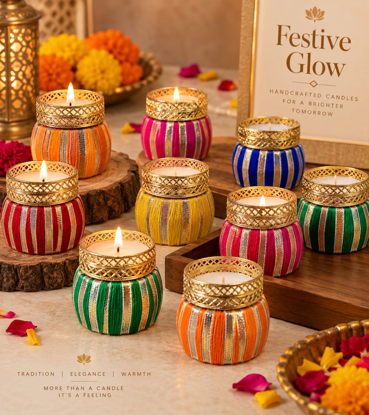 Rangoli Diya Tea-Light Stand (CS-01) – Set of 4