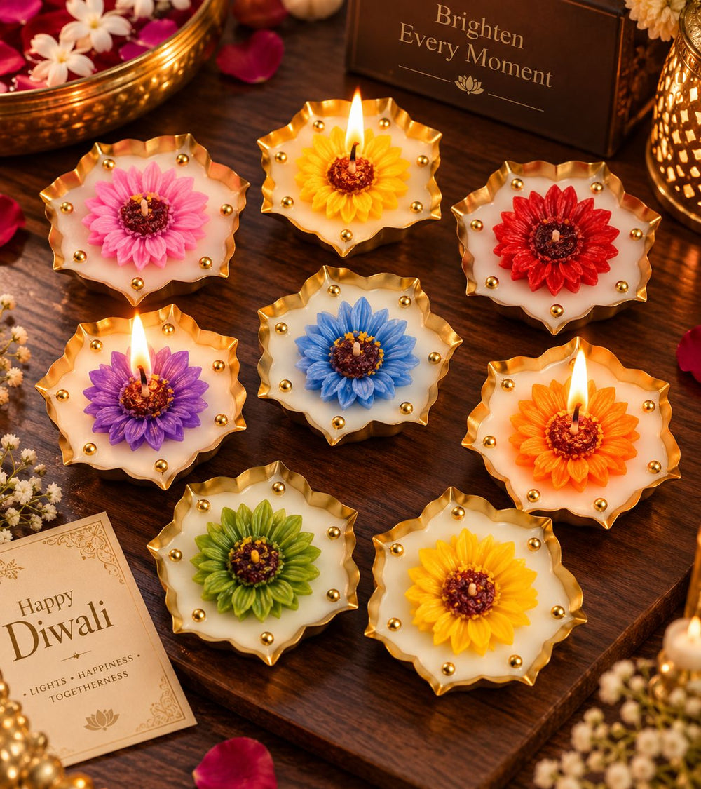 Flower Candle in Urli – 3.5 Inch