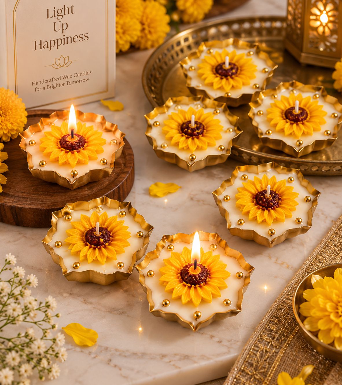 Flower Candle in Urli – 3.5 Inch