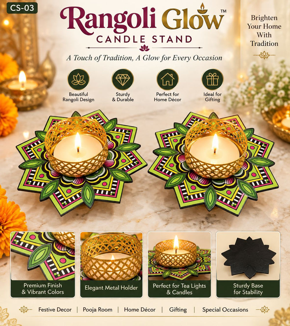 Rangoli Glow Candle Stand – Set of 2