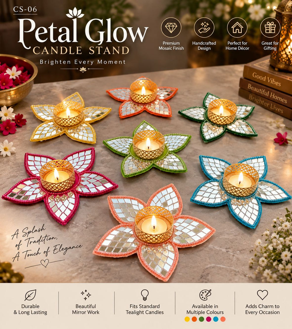 Petal Glow Tea-Light Candle Stand (CS-06) – Set of 2