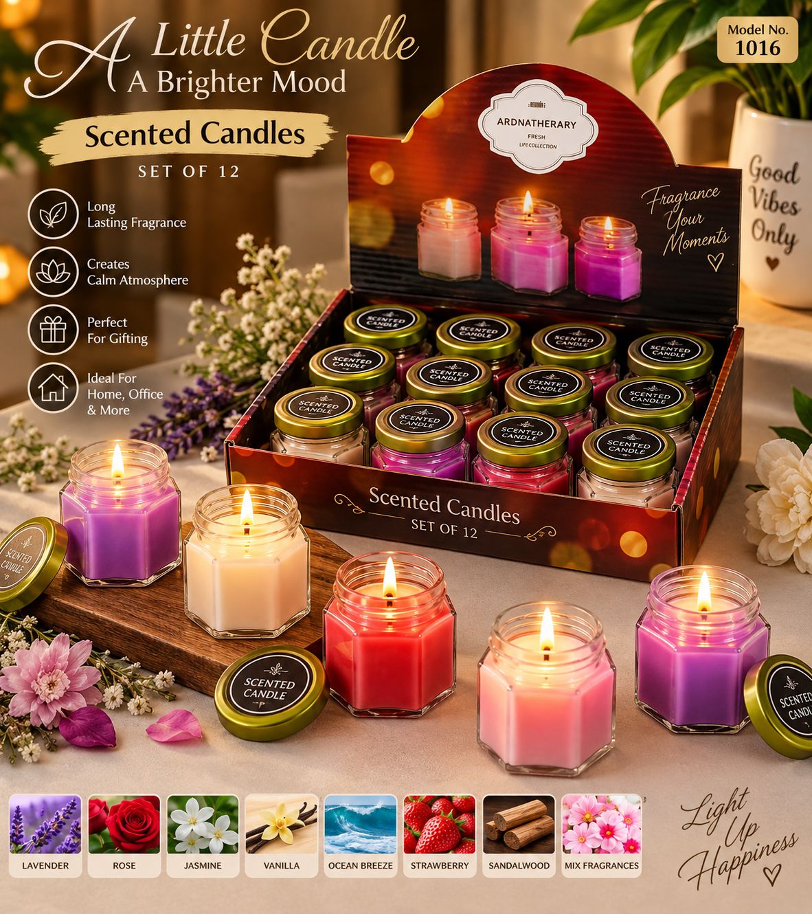 Aroma Bliss Scented Glass Jar Candle