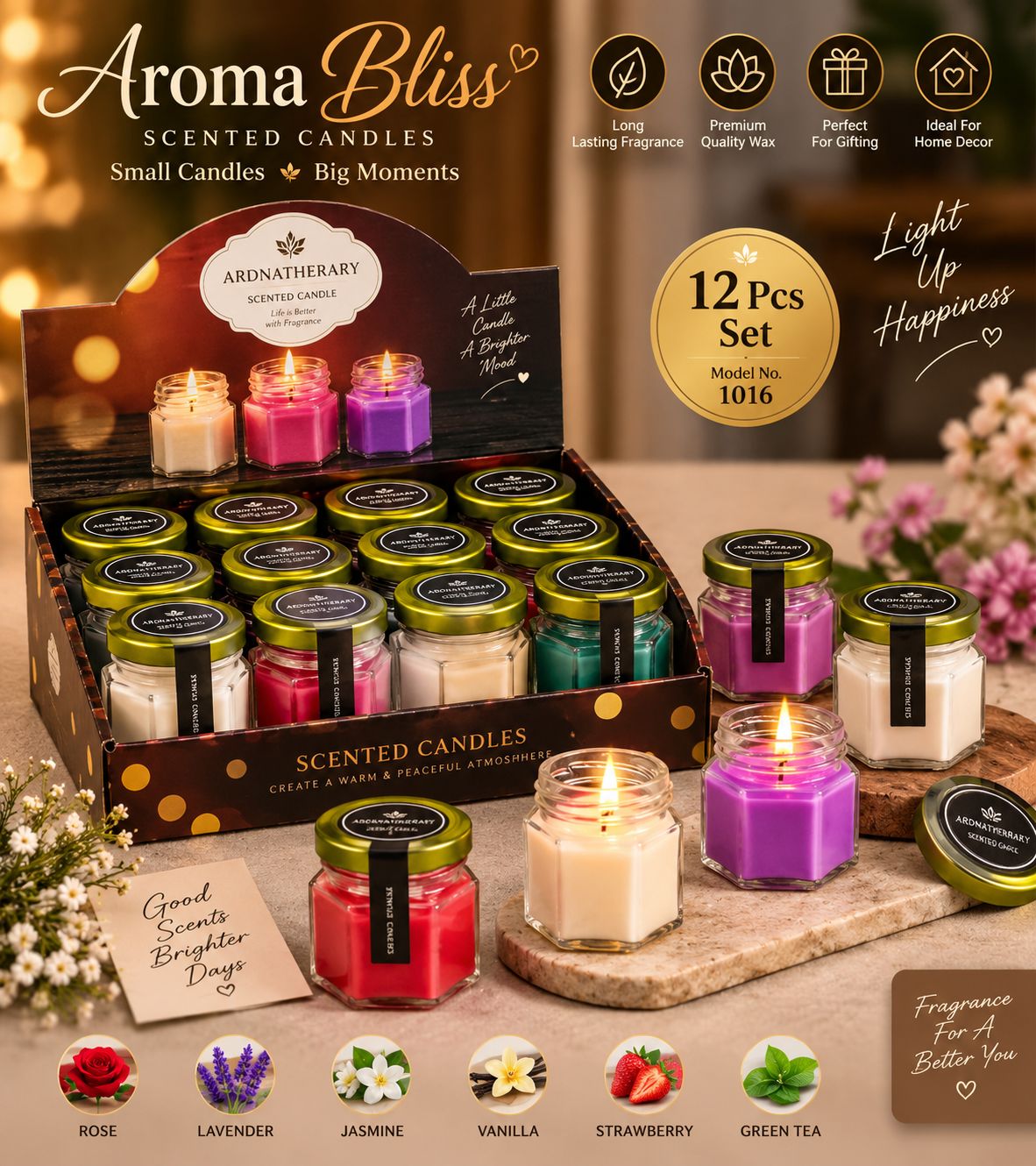 Aroma Bliss Scented Glass Jar Candle
