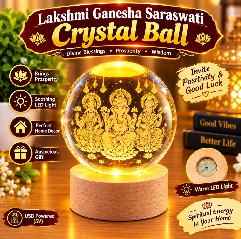 3D Crystal LED Ball – Ganesh, Laxmi & More
