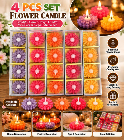 3D Flower Candles – Set of 4