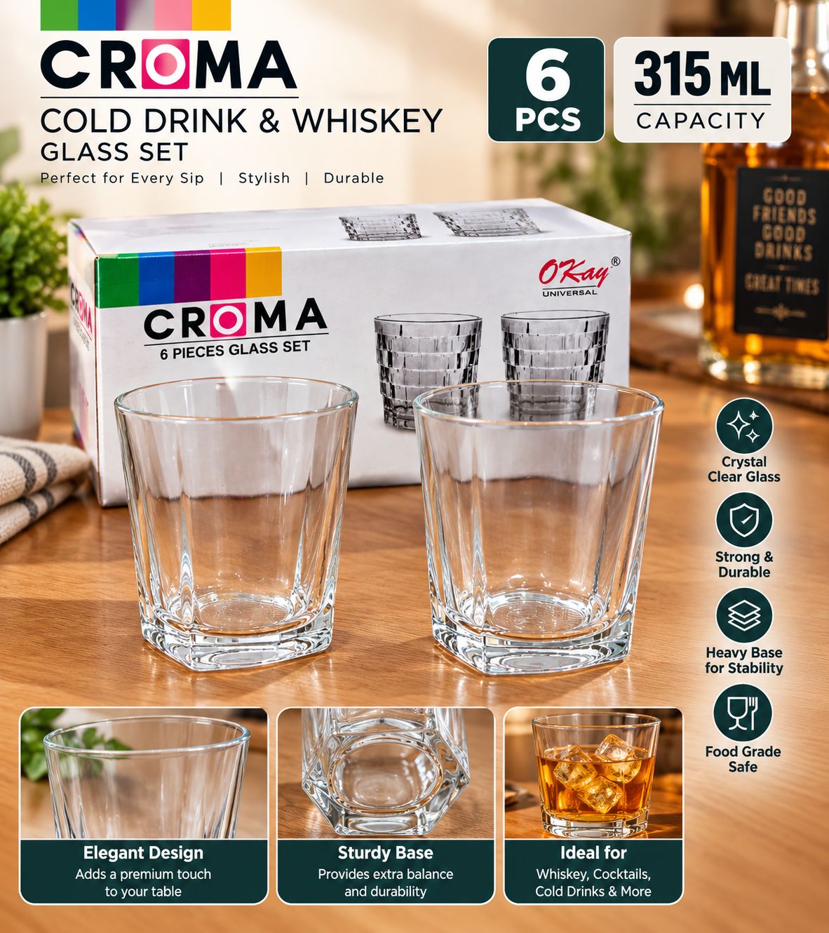Polaris Glass Set – 6 × 315 ml