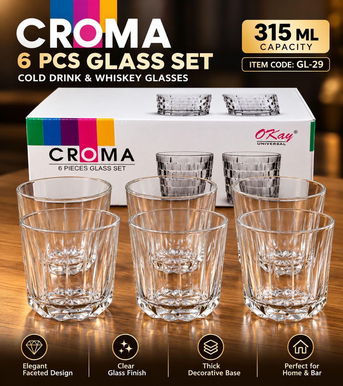 Polaris Glass Set – 6 × 315 ml