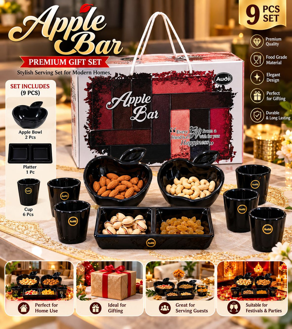 Apple Bar Gift Set – 6 Cups + Platter + 2 Apple Bowls