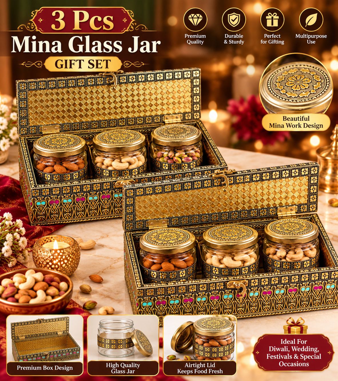 Mina Glass Jar Gift Set – 3 Jars