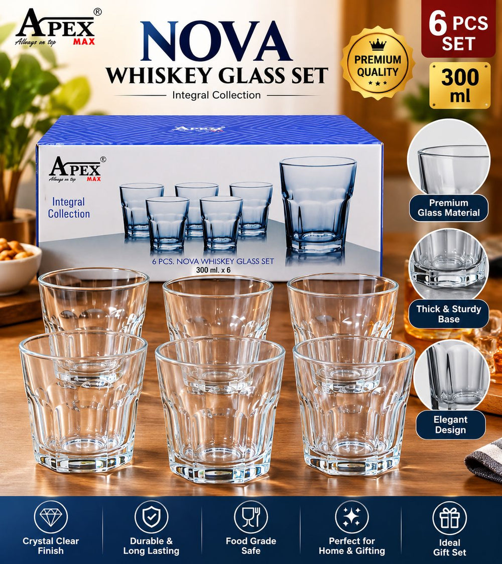 Nova Whiskey Glass Set – 6 × 300 ml