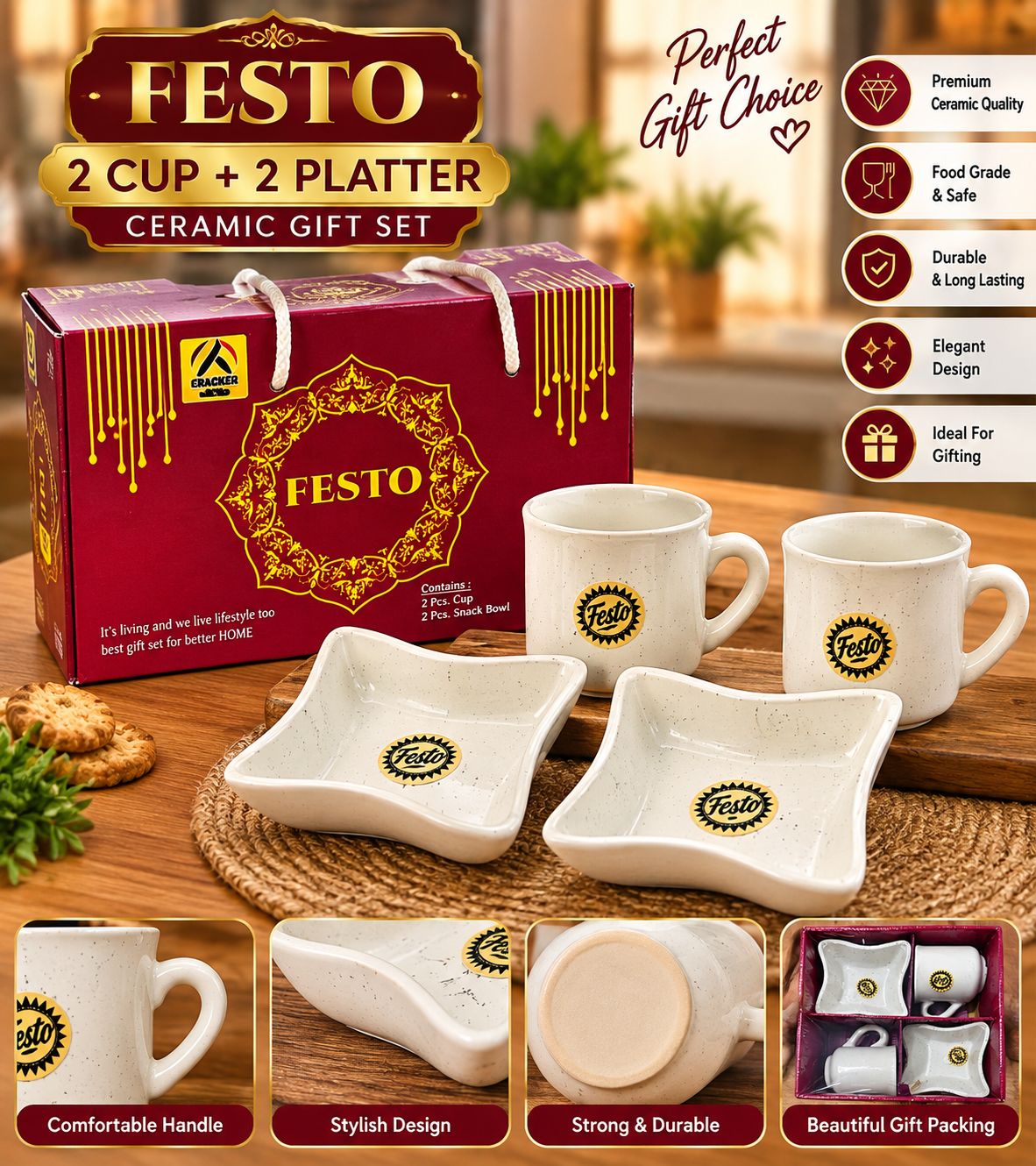 Festo Gift Set – 2 Cups + 2 Platters