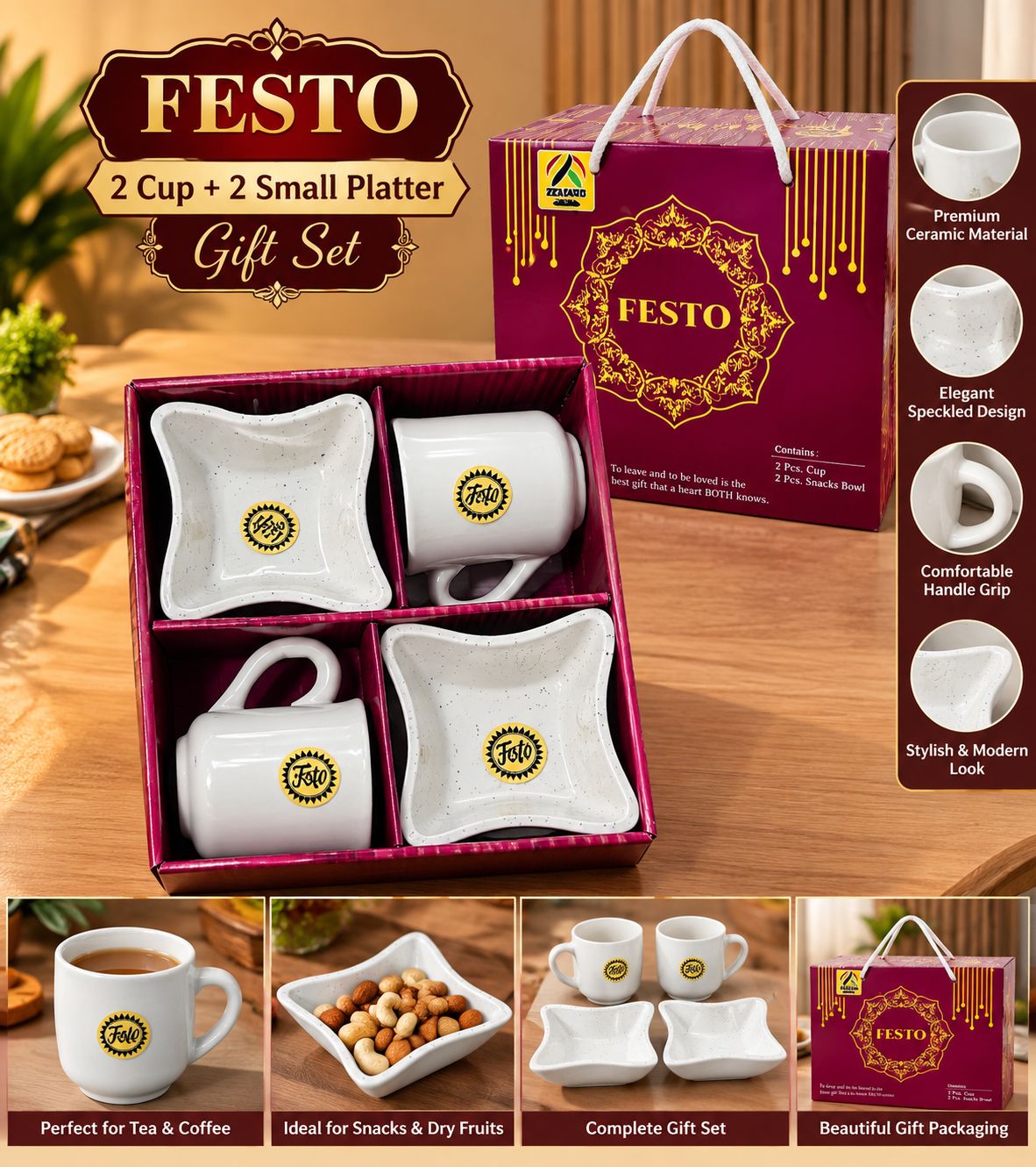 Festo Gift Set – 2 Cups + 2 Platters